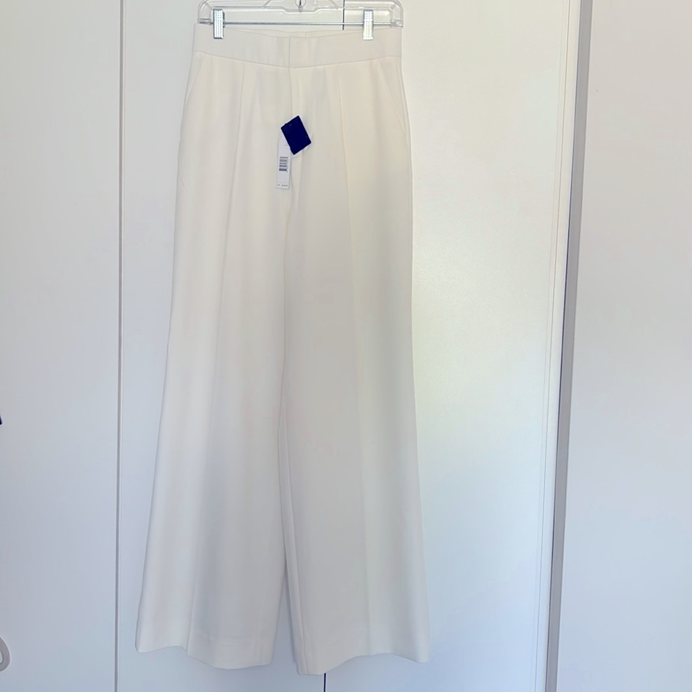 Elie Tahari white wide leg trousers